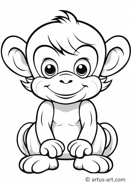 Søt ape fargeleggingsside for barn